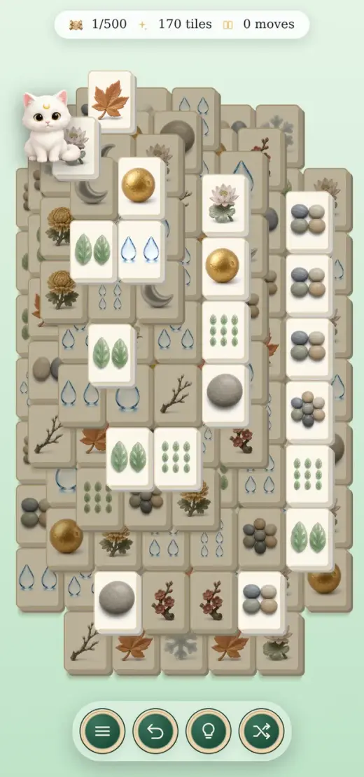 A board in play, tiles laid over a pale watercolour valley.